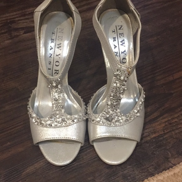 silver beaded heels